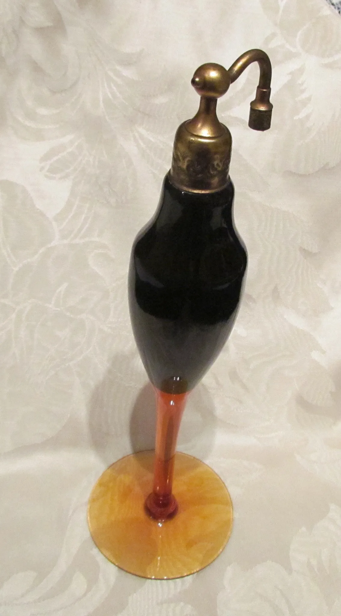 Art Deco Devibliss Amber Atomizer Perfume Bottle