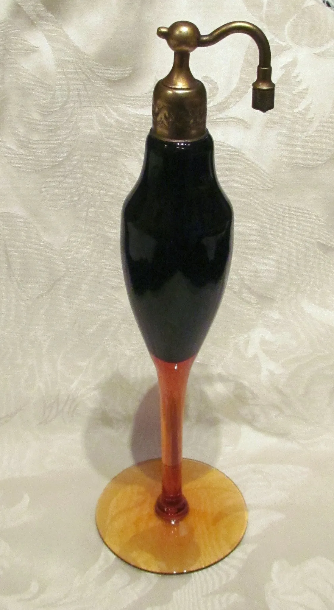 Art Deco Devibliss Amber Atomizer Perfume Bottle