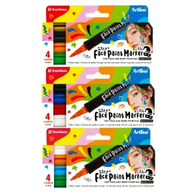 Artline Face Paint Brush Style Marker - 4pc Set