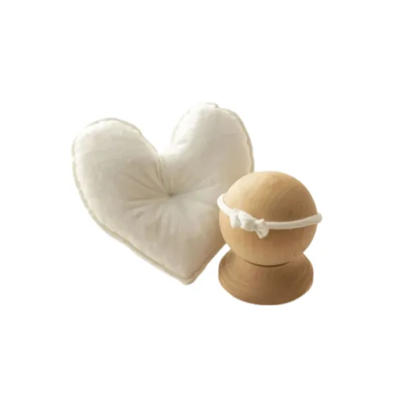 Babymoon | Set of 2 | Heart Shaped Pillow With Hairband | Baby Photoshoot Props | Posing Aids | White