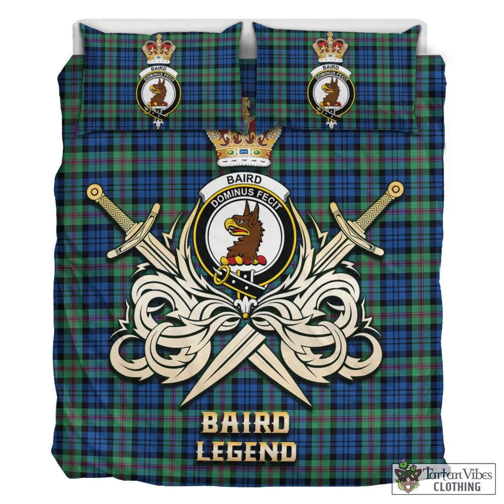 Baird Ancient Tartan Bedding Set with Clan Crest and the Golden Sword of Courageous Legacy