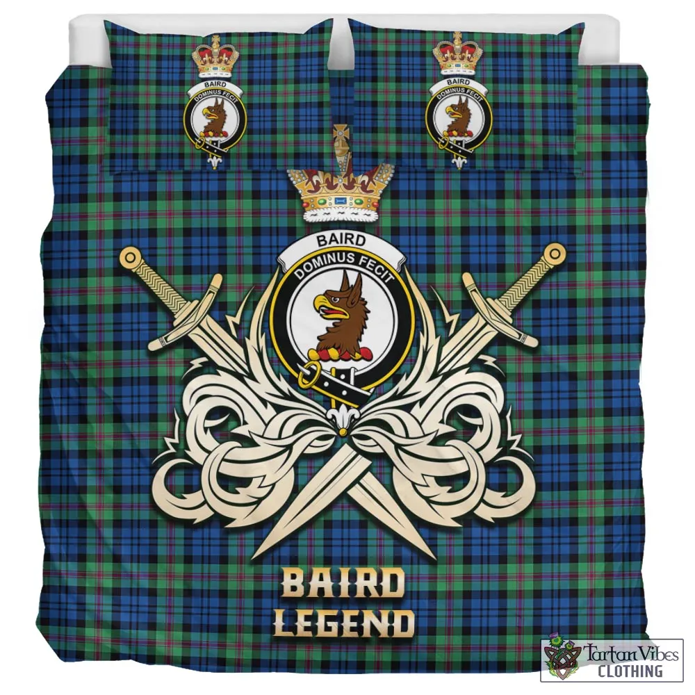 Baird Ancient Tartan Bedding Set with Clan Crest and the Golden Sword of Courageous Legacy