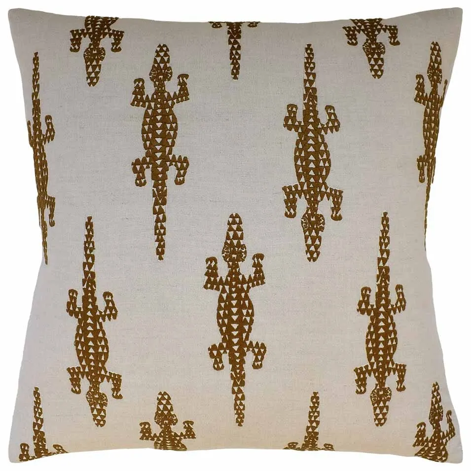 Baracoa Embroidery Brown Decorative Pillow Ryan Studio