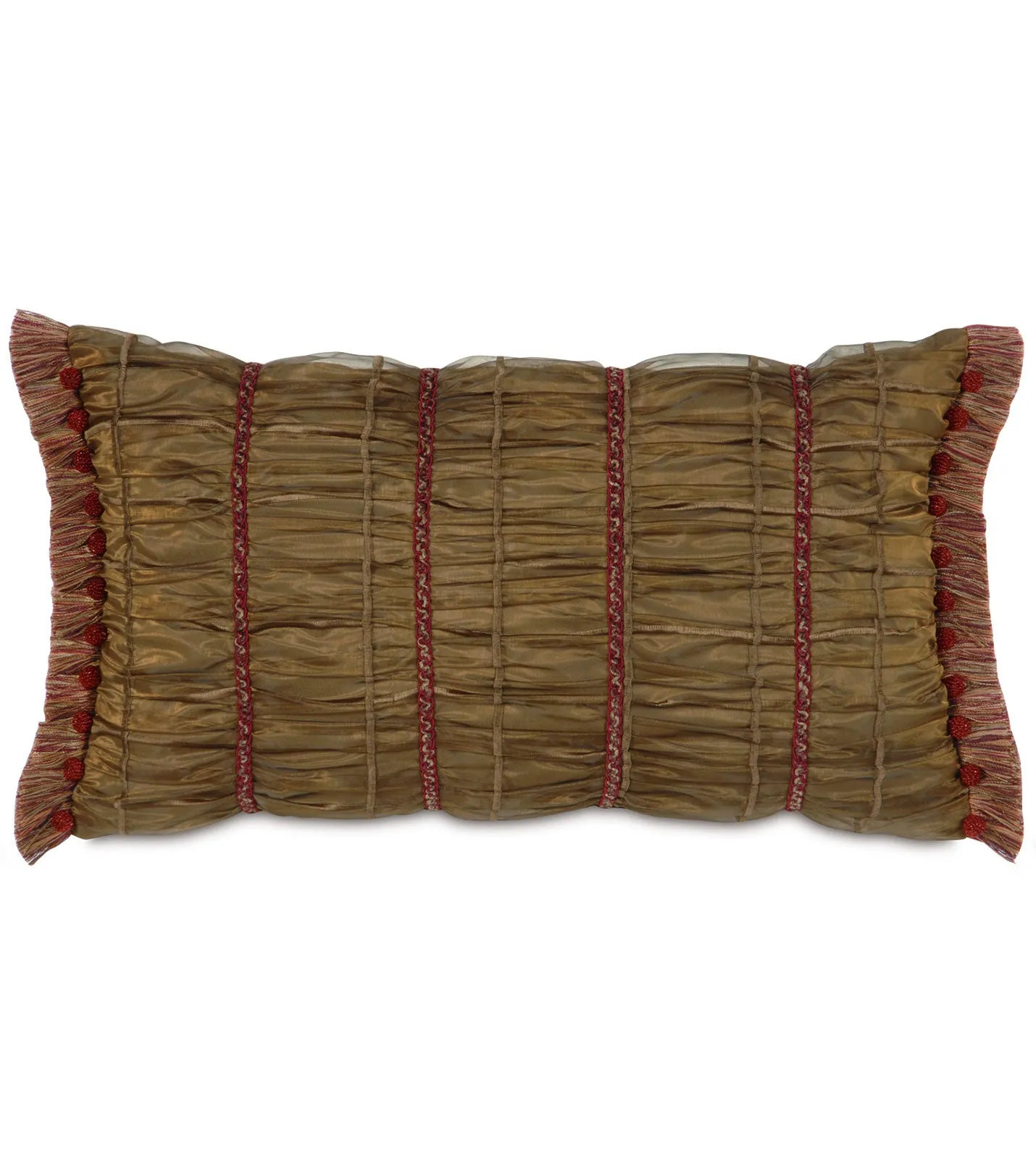 Barrington Bronze Ruched Lumbar Pillow Cover 15x26