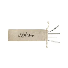 Basic Straw Magnolia Addname SB 4-In-1 Stainless Steel Straw Set in Satchel