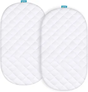 Bassinet Mattress Pad Cover - Fits Graco Sense2Snooze Bassinet, 2 Pack, Bamboo, Waterproof