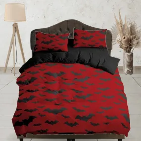 Bat prints halloween full size bedding & pillowcase, red duvet cover dorm bedding, halloween decor, nursery toddler bedding, halloween gift