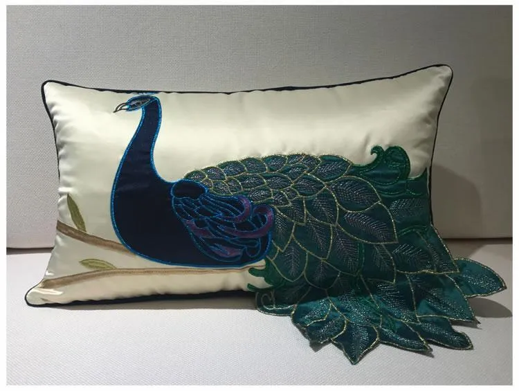 Beautiful Decorative Throw Pillows, Embroider Peacock Cotton and linen Pillow Cover, Decorative Sofa Pillows, Decorative Pillows for Couch