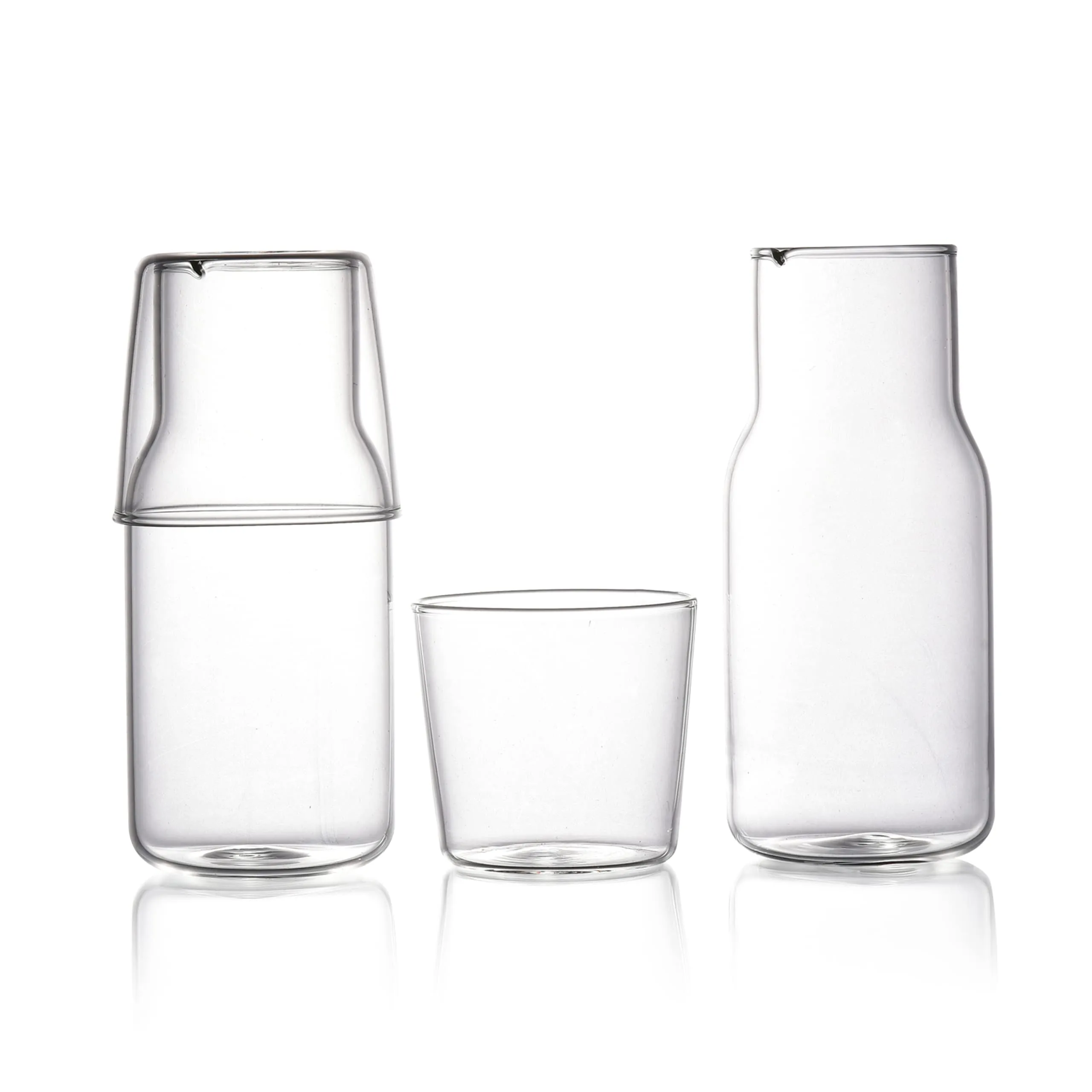 Bedside Water Carafe With Glass Cup - Clear Glass Night Water Carafe With Cup