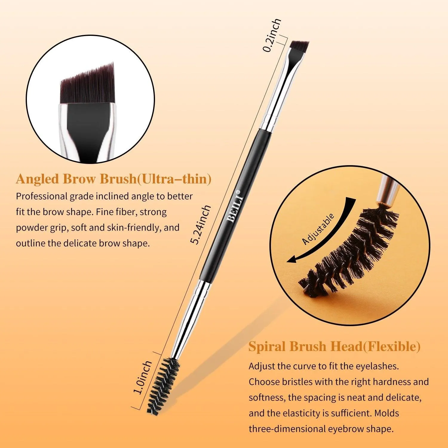 BEILI 1/2/3PCS Dual-head Eyebrow Eyelash Brush  BA18