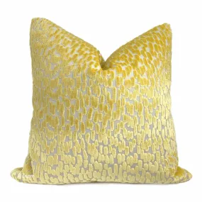 Bellini Canary Yellow Large Cut Velvet Dots Pillow Cover