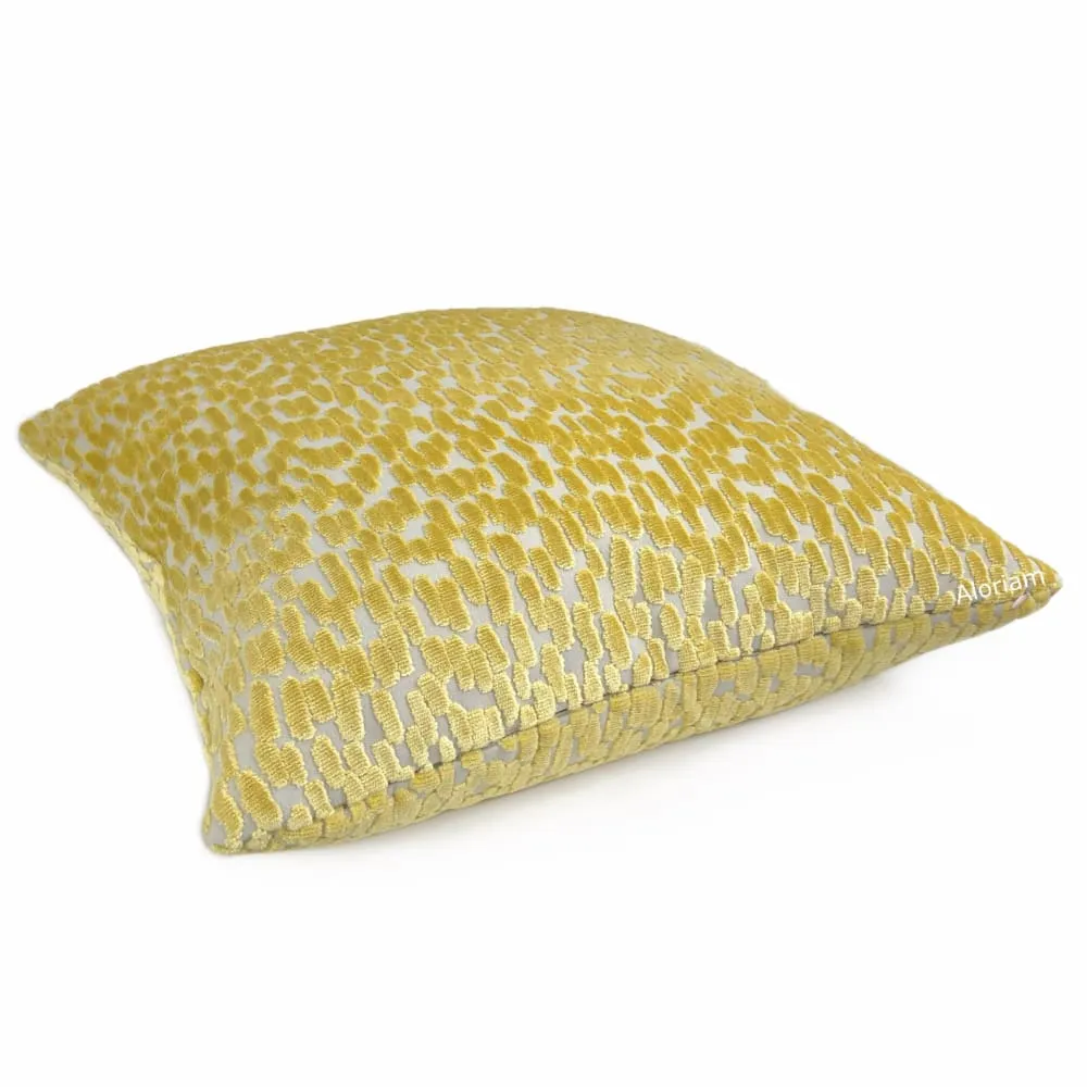 Bellini Canary Yellow Large Cut Velvet Dots Pillow Cover