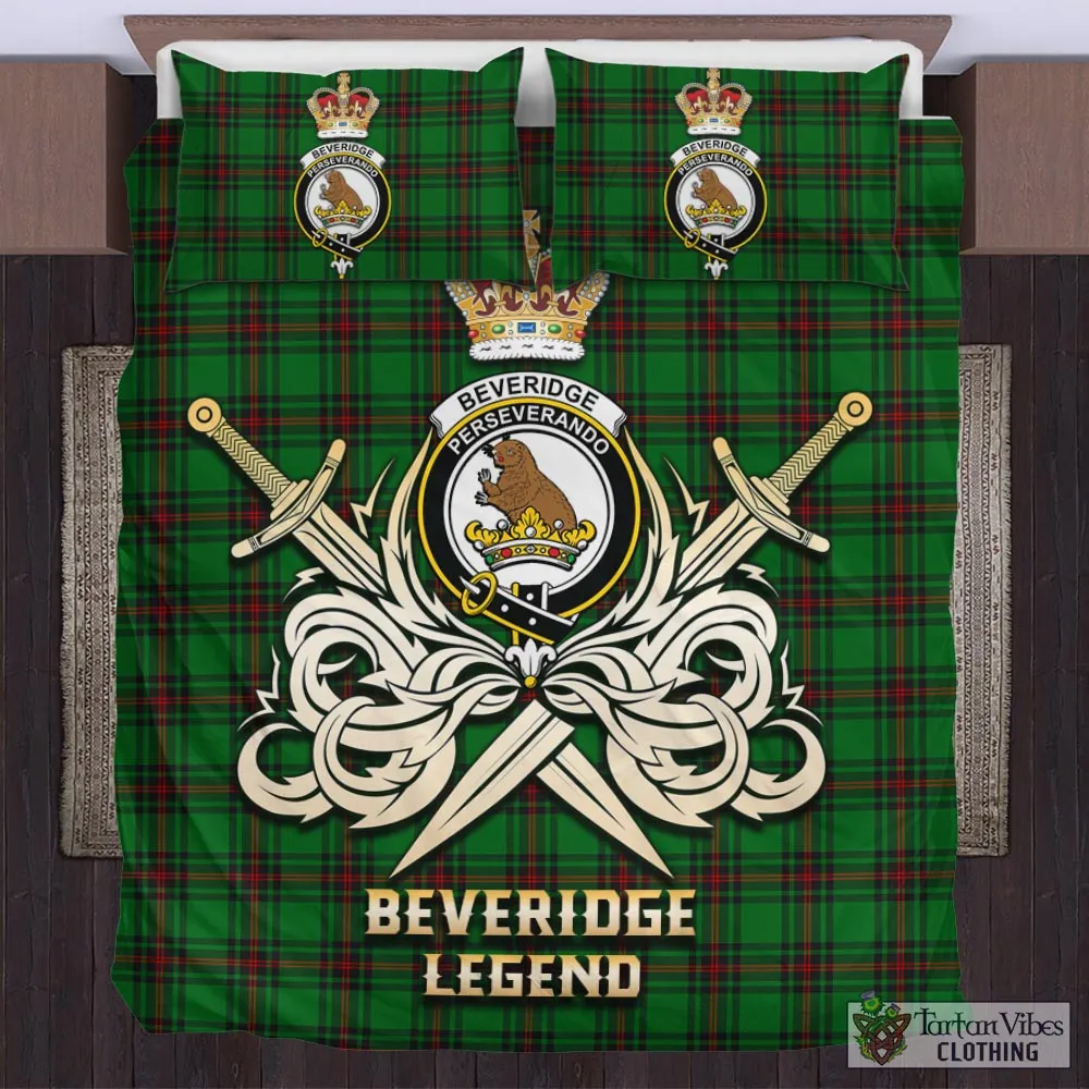 Beveridge Tartan Bedding Set with Clan Crest and the Golden Sword of Courageous Legacy