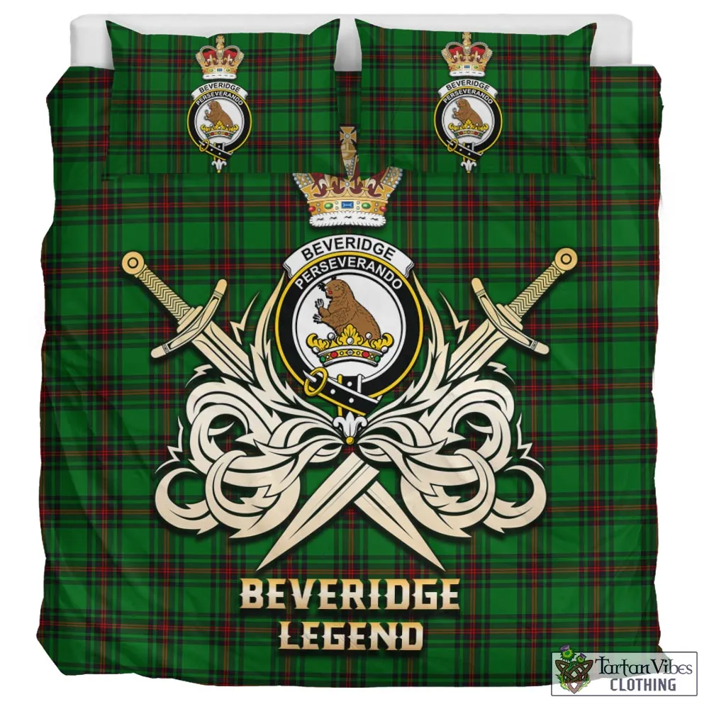 Beveridge Tartan Bedding Set with Clan Crest and the Golden Sword of Courageous Legacy