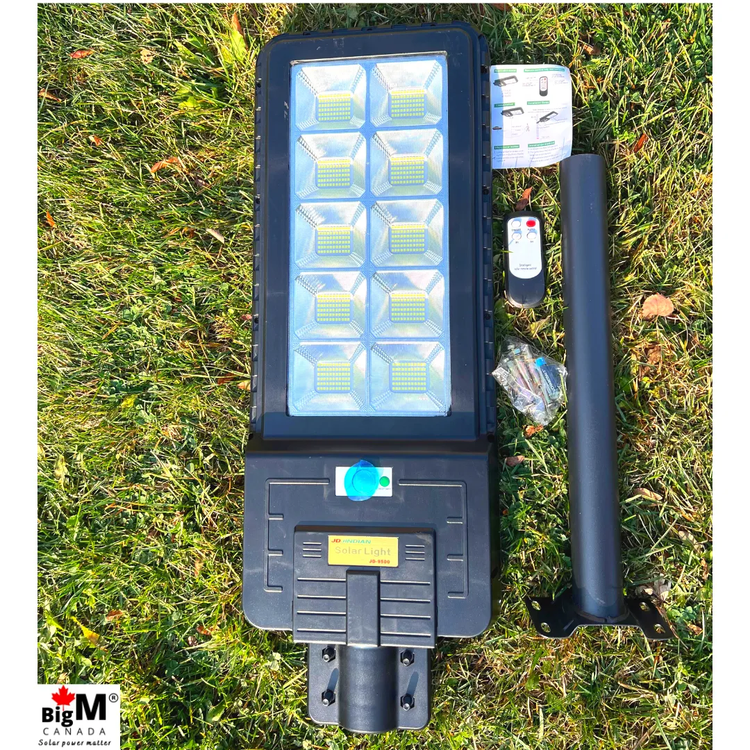 BigM Heavy Duty 500W Solar Street Lights, 15000 Lumens for Outdoors