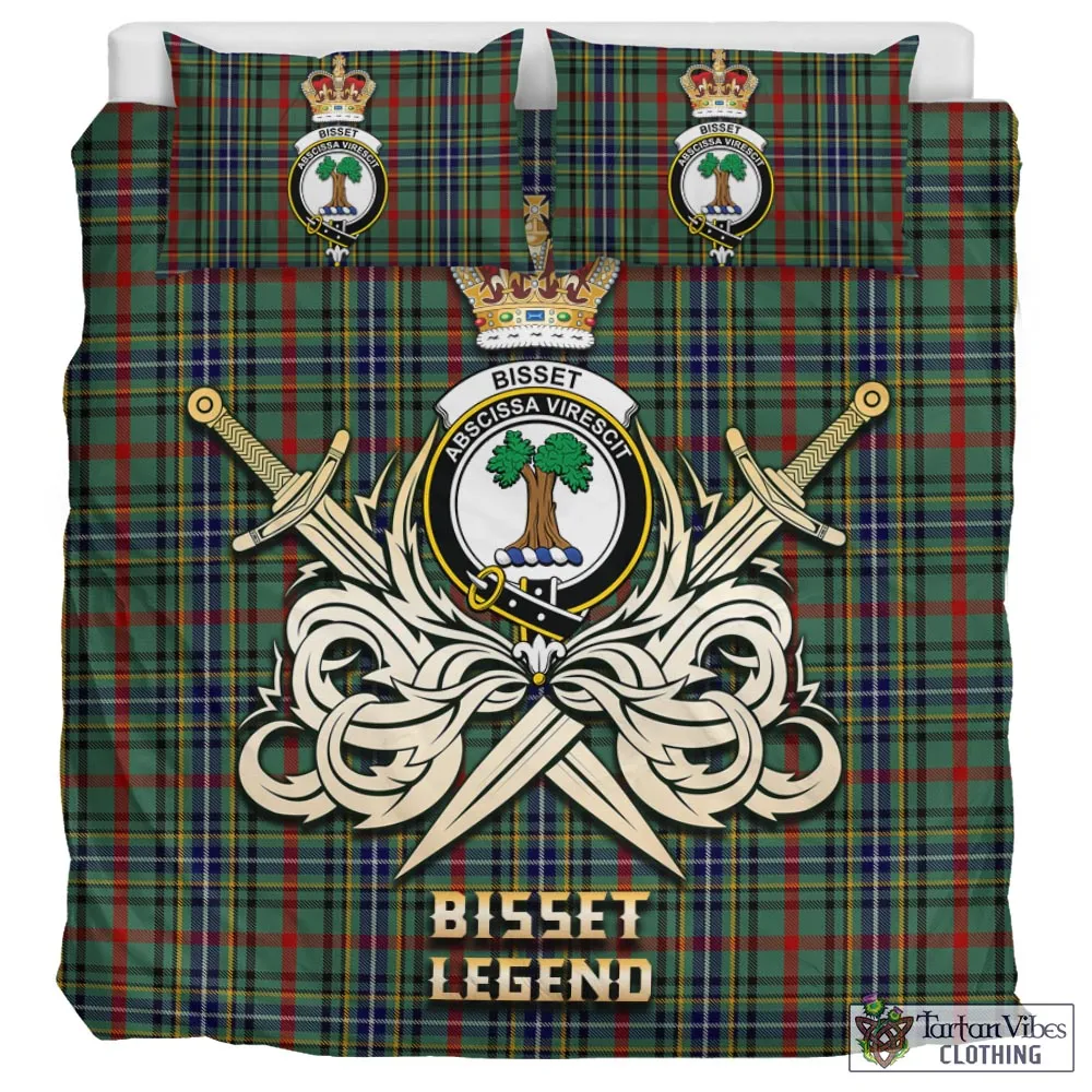 Bisset Tartan Bedding Set with Clan Crest and the Golden Sword of Courageous Legacy