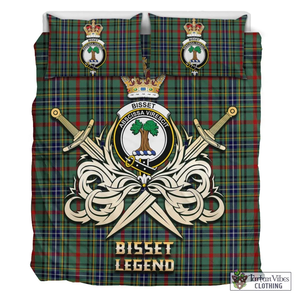 Bisset Tartan Bedding Set with Clan Crest and the Golden Sword of Courageous Legacy