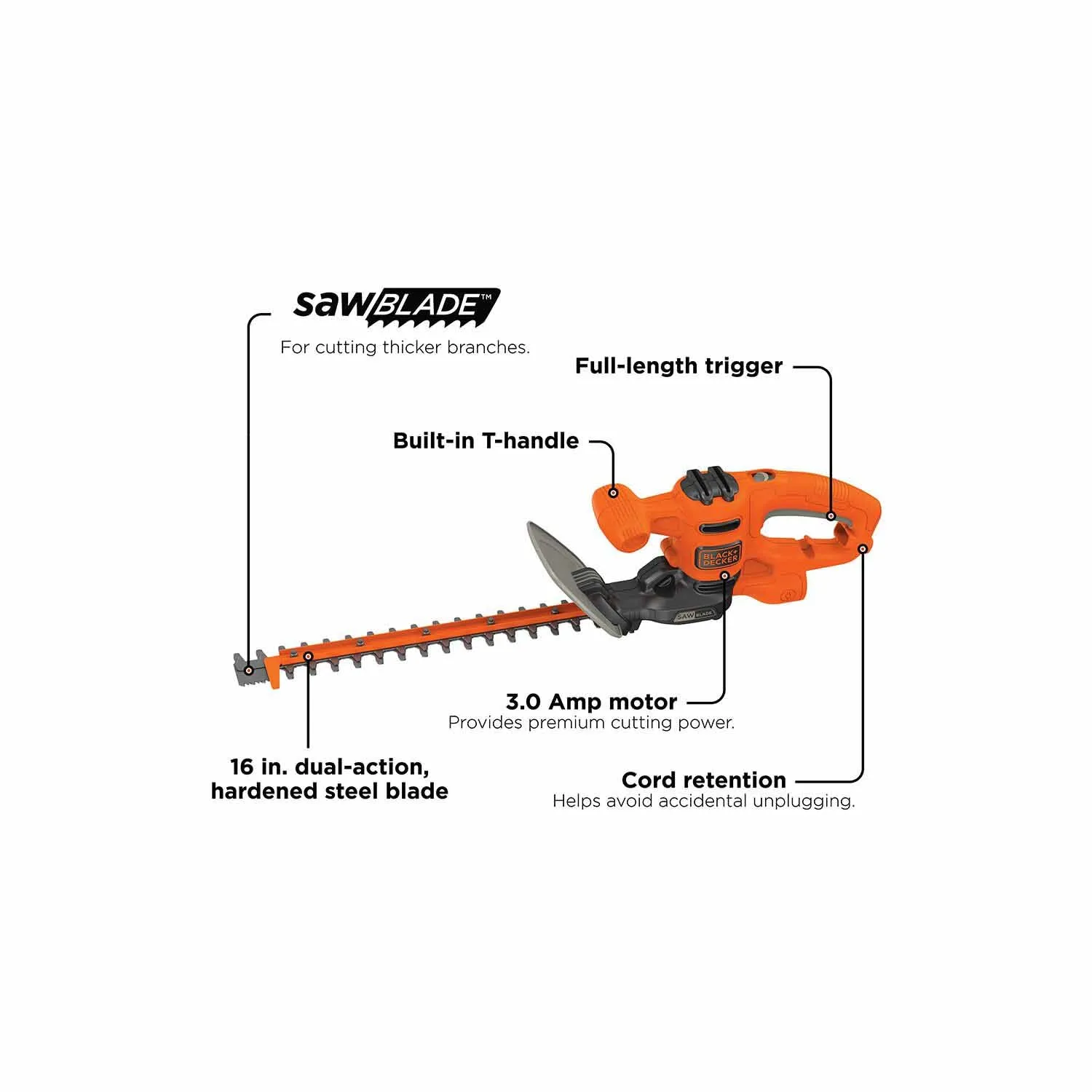 Black & Decker BEHTS125 16 in. SAWBLADE™ Electric Hedge Trimmer