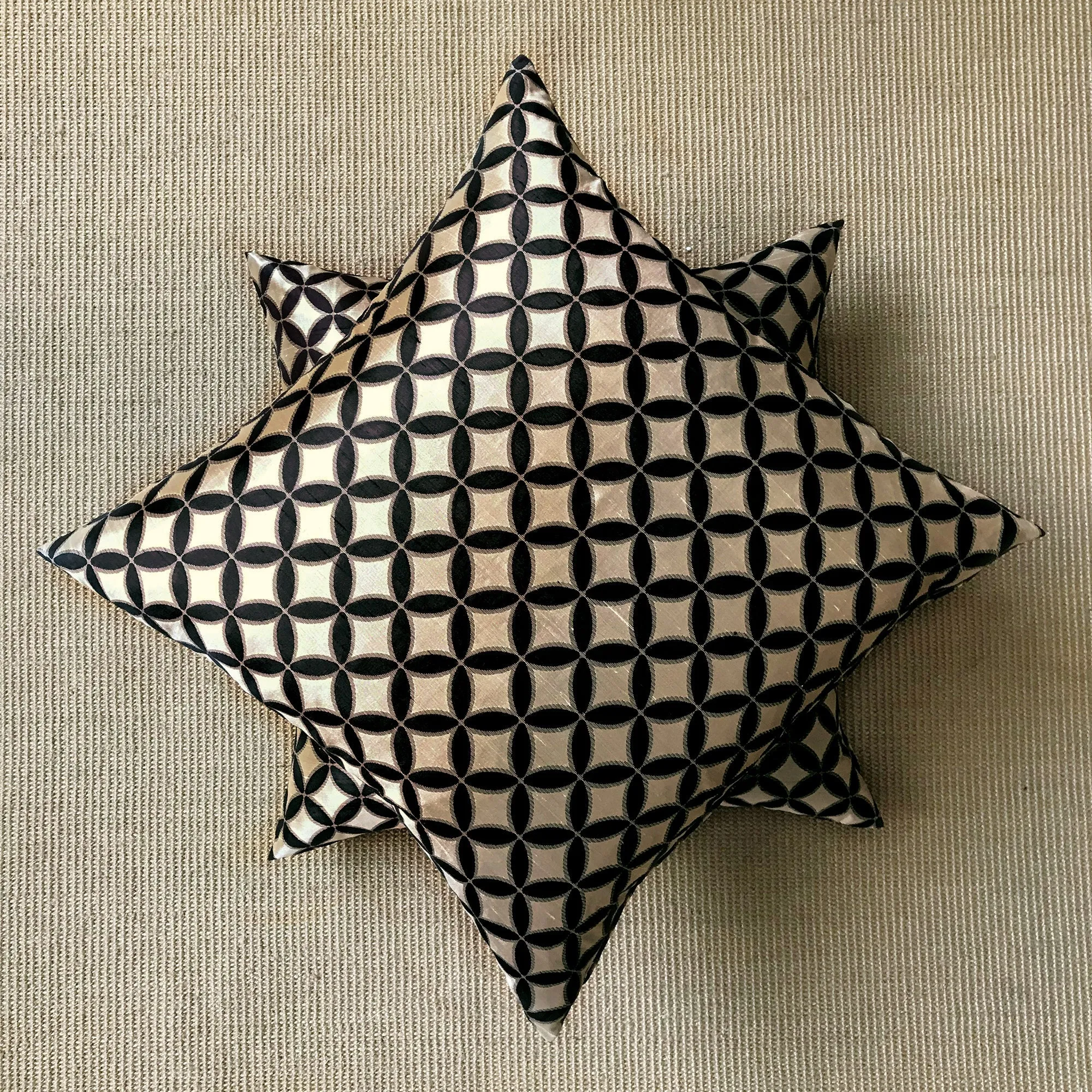 Black & Gold Geometric Throw Pillow Cover 24x24