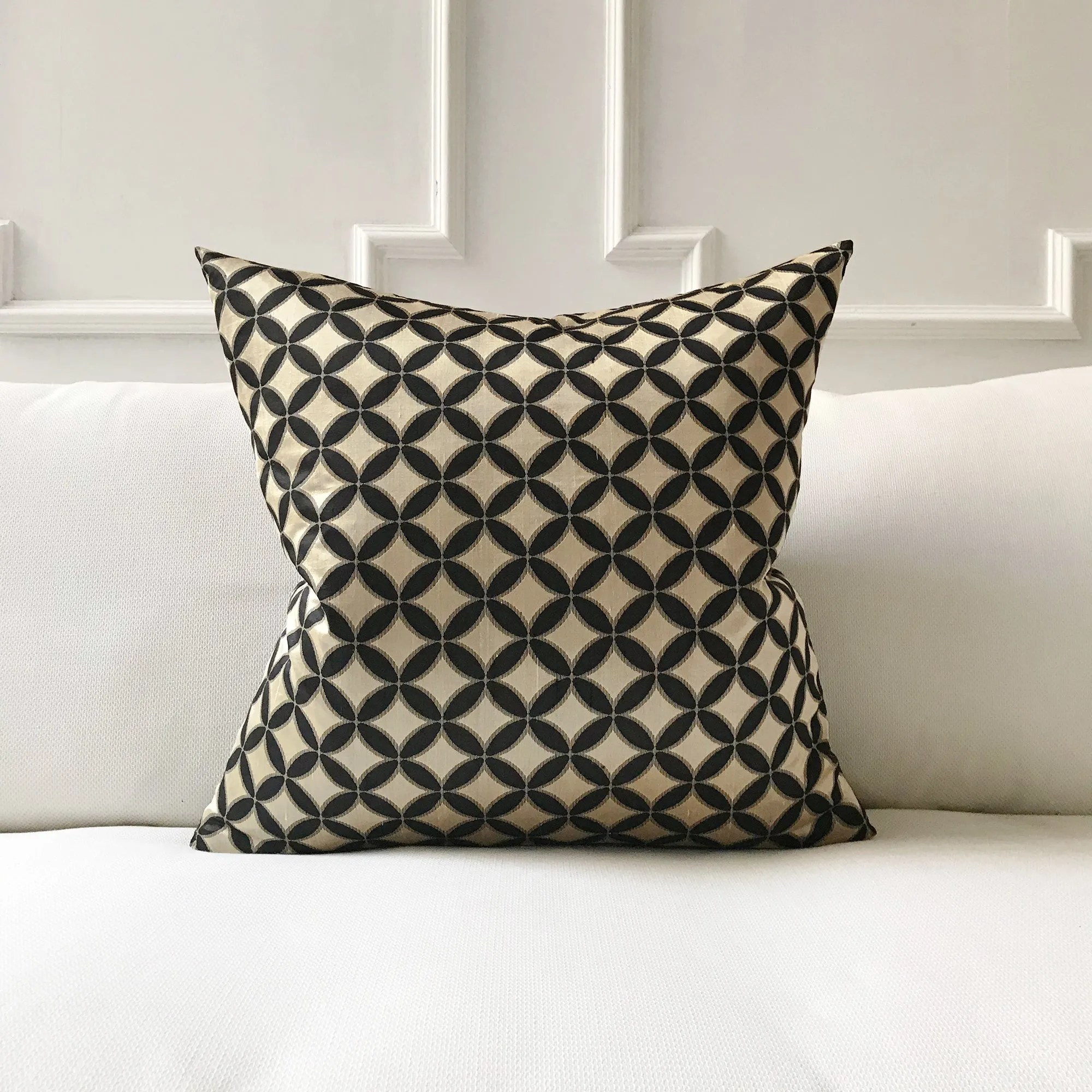 Black & Gold Geometric Throw Pillow Cover 24x24