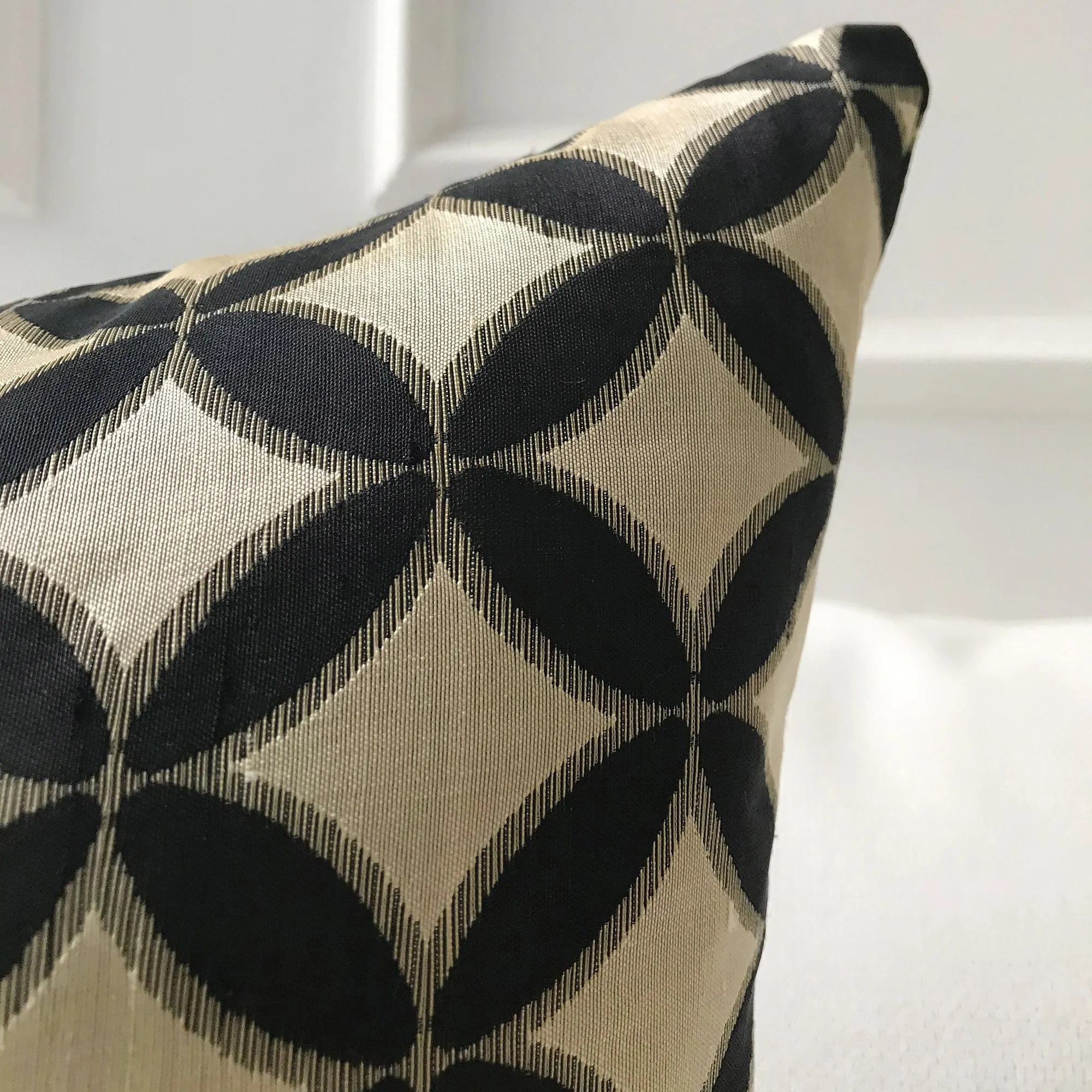 Black & Gold Geometric Throw Pillow Cover 24x24