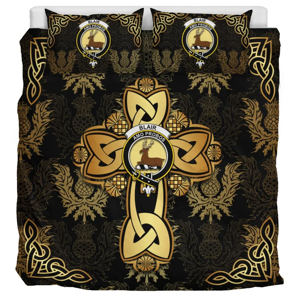 Blair Clan Bedding Sets Gold Thistle Celtic Style