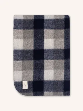 Blanket in Navy Check Italian Wool