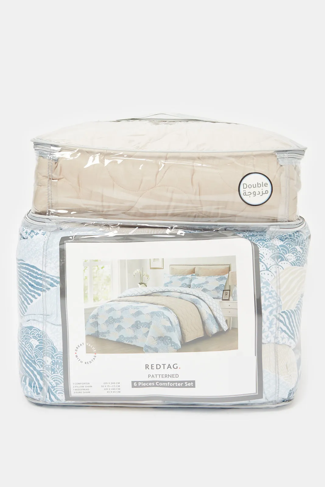 Blue 6 Piece Abstract Printed Comforter Set (Double Size)