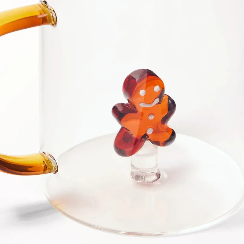 Borosilicate Glass Peekaboo Mug, Gingerbread Man