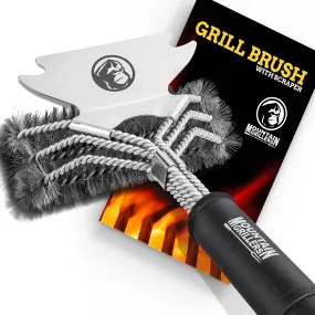 Bristle Free Grill Brush With  Scraper - Prevent Flare Ups For That Perfect Checkerboard Steak