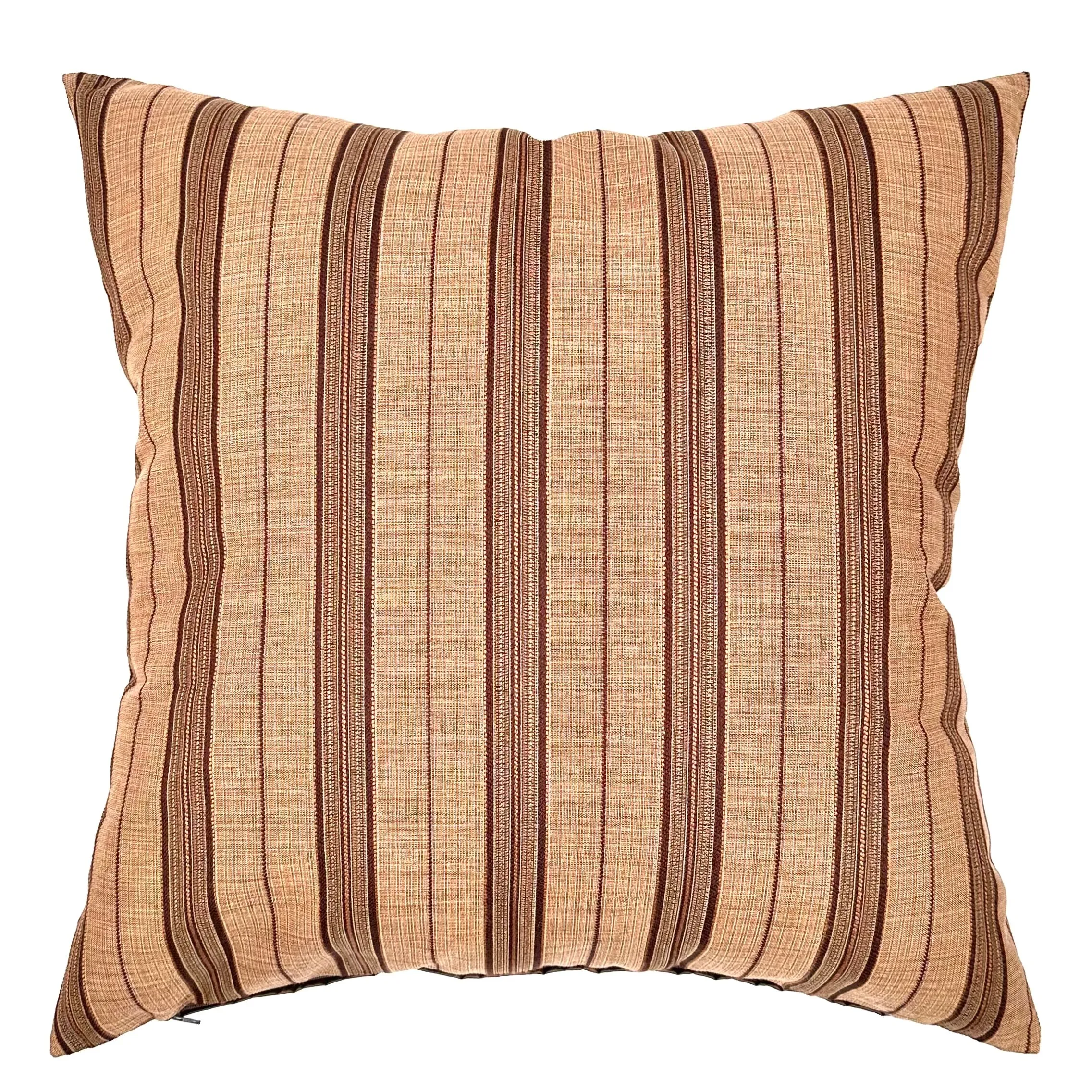 Brown Farmhouse Stripe Throw Pillow Cover 22x22