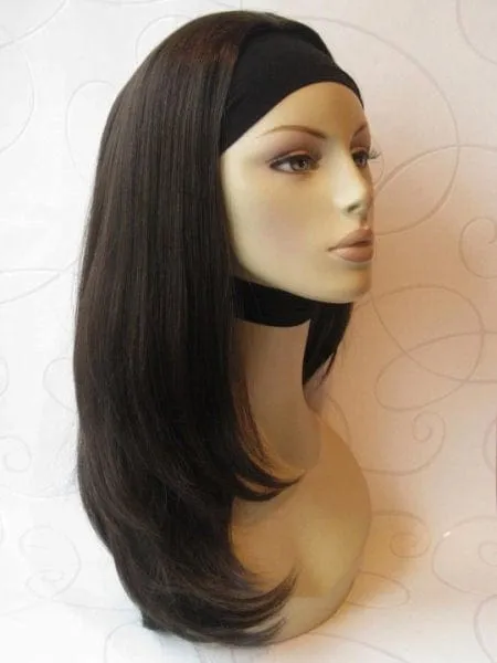 Brown half wig hairpiece, layered and straight: Summer