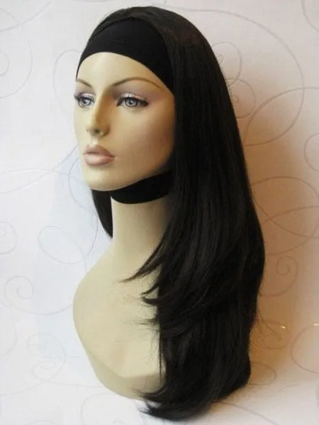 Brown half wig hairpiece, layered and straight: Summer