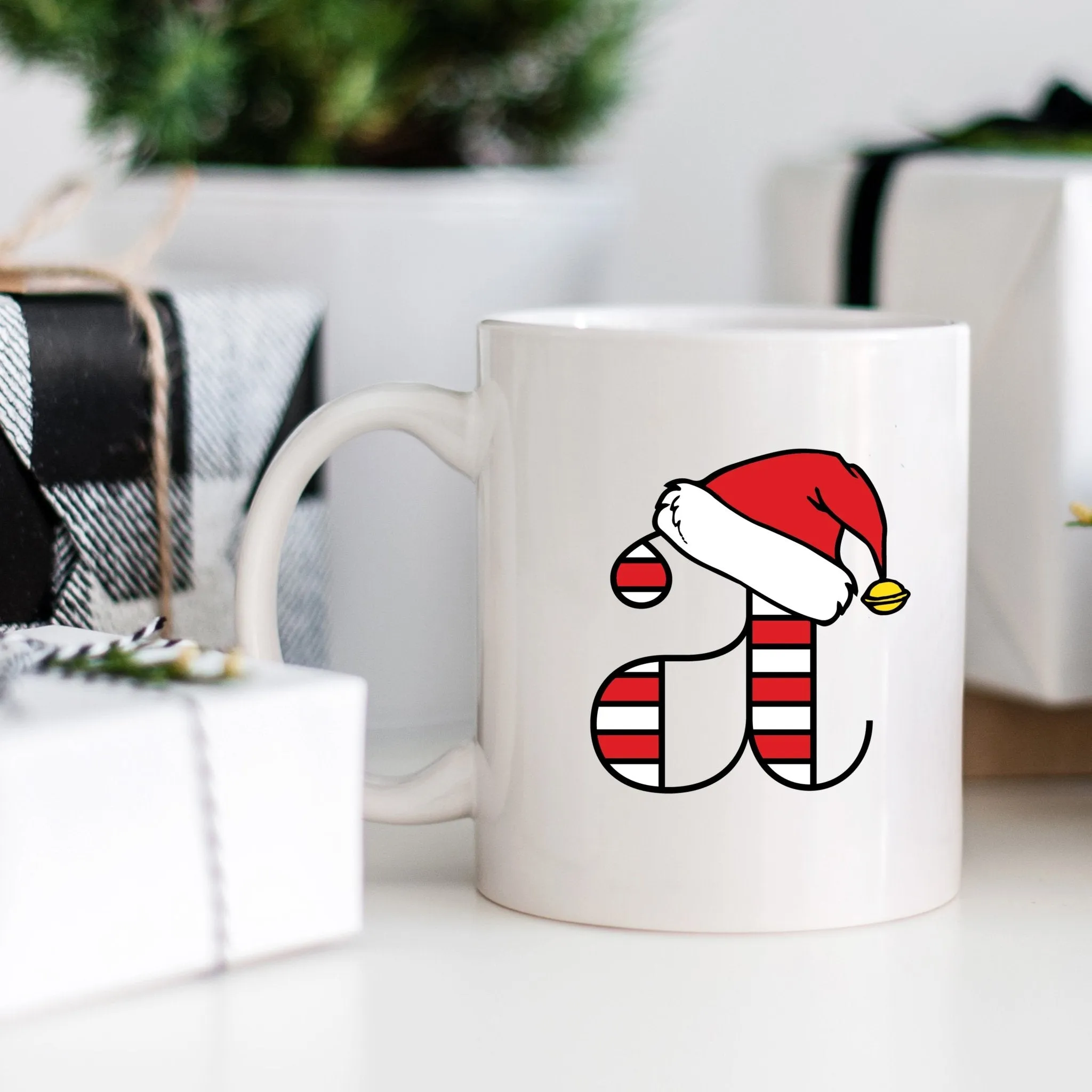 Candy Cane Monogram Campfire Mug