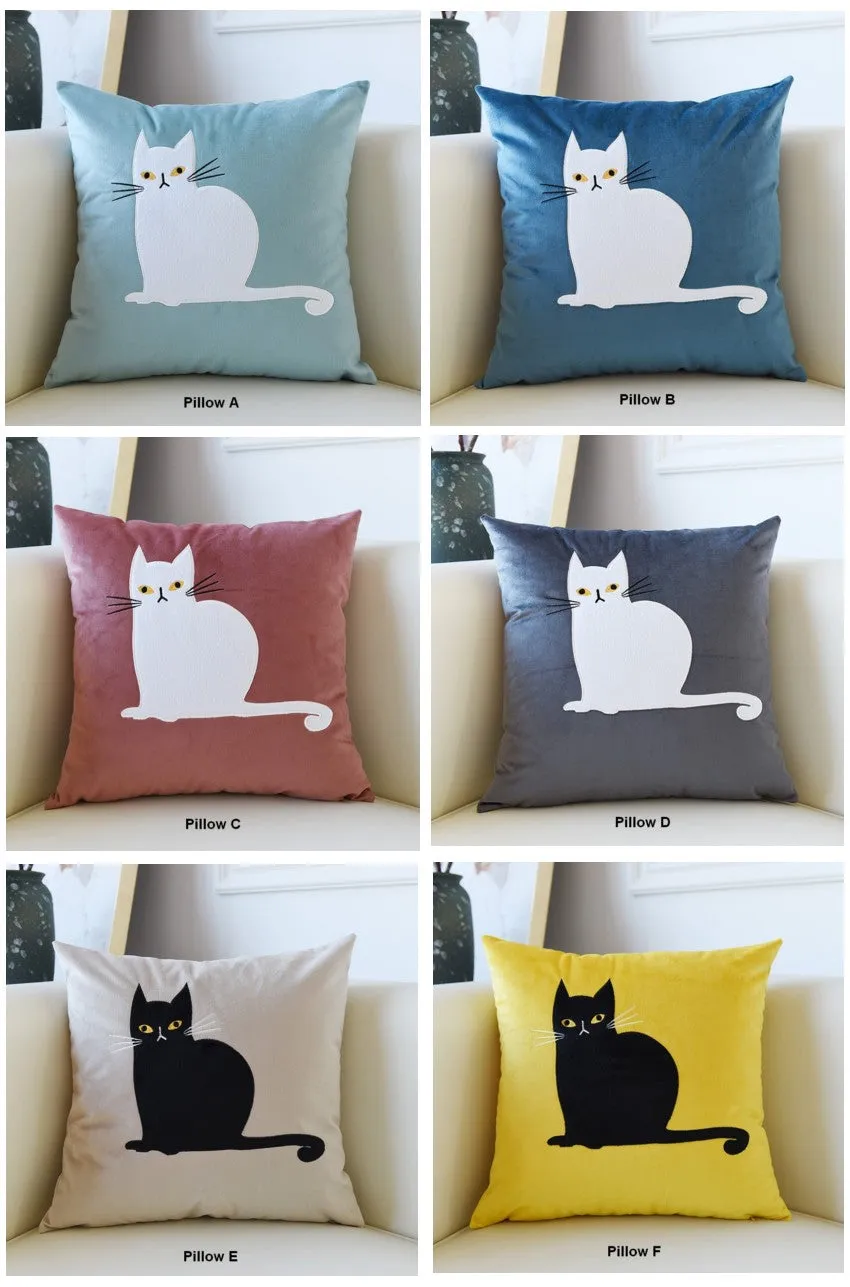 Cat Decorative Throw Pillows for Couch, Modern Sofa Decorative Pillows, Lovely Cat Pillow Covers for Kid's Room, Modern Decorative Throw Pillows