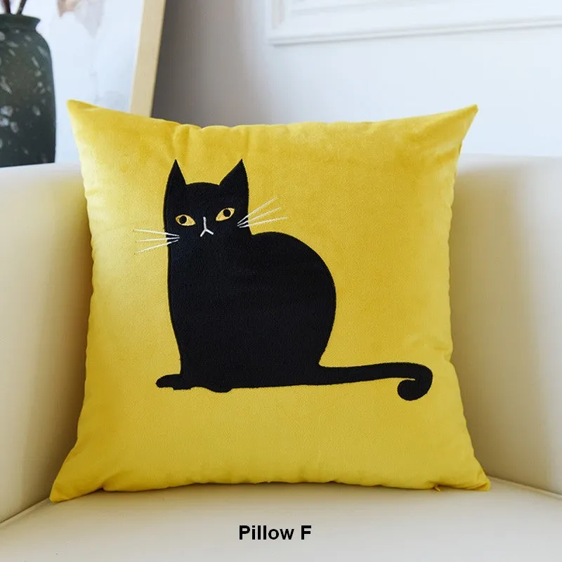 Cat Decorative Throw Pillows for Couch, Modern Sofa Decorative Pillows, Lovely Cat Pillow Covers for Kid's Room, Modern Decorative Throw Pillows