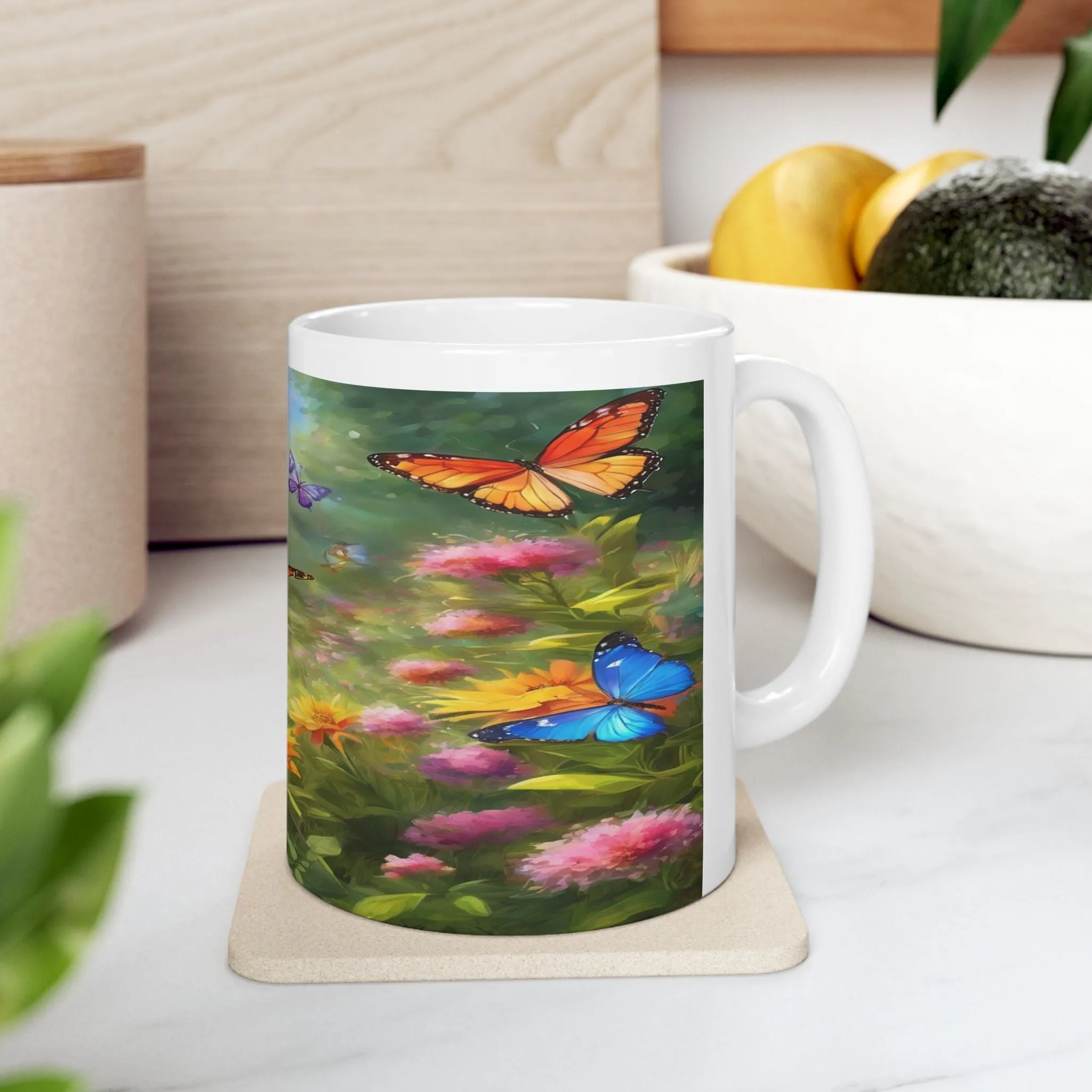 Ceramic Mug, (11oz, 15oz) Butterflies Mug Full