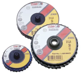 CGW Abrasives Flap Discs, Mini, Zirconia, Quick Change, Type R, 3 in, 80 Grit, 18,000 rpm, 30015