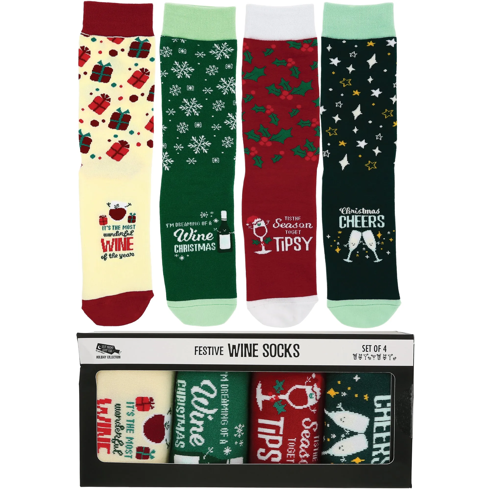 Christmas Wine Unisex Crew Socks (Set of 4 )