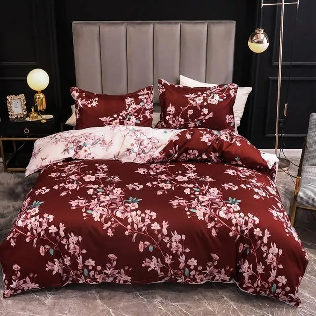 Classic Jacquard Bedding Set Solid Red Duvet Cover Simple King Size Comforter Bed Linen Single Queen Quilt Covers No Bed Sheet