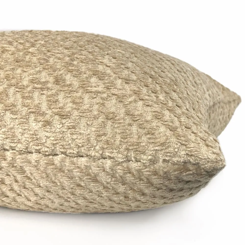 (CLEARANCE) Bismarck Wheat Beige Soft Textured Chenille Pillow Cover