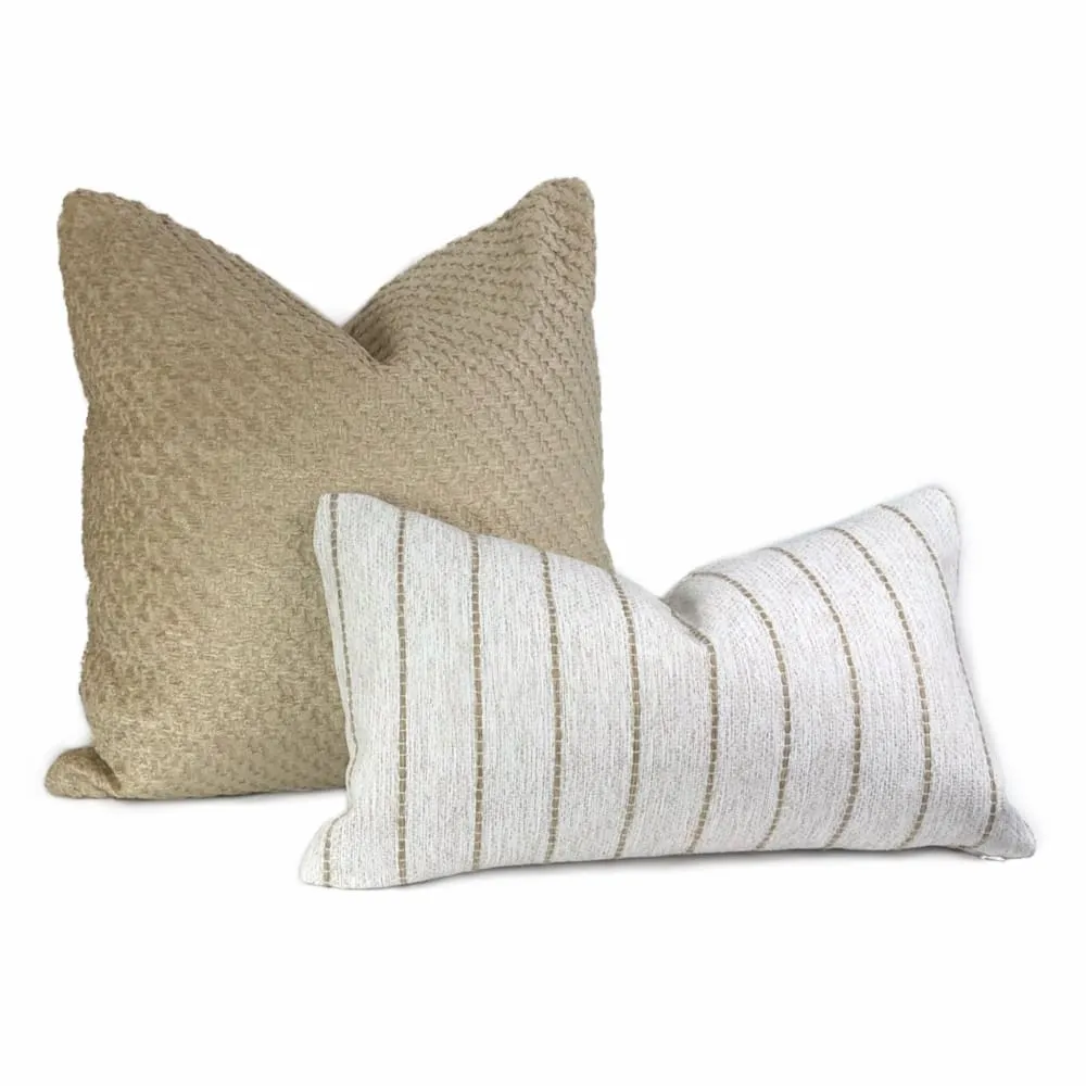 (CLEARANCE) Bismarck Wheat Beige Soft Textured Chenille Pillow Cover