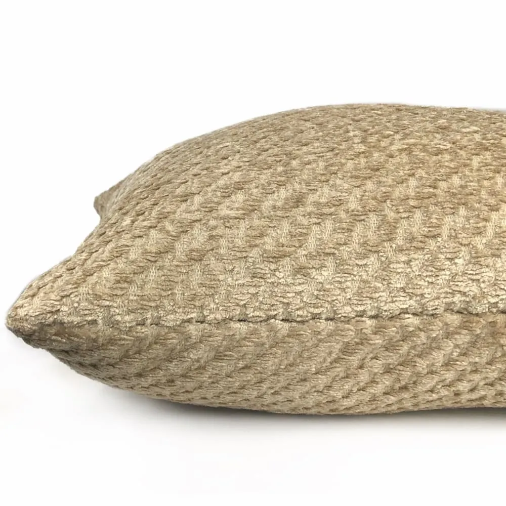 (CLEARANCE) Bismarck Wheat Beige Soft Textured Chenille Pillow Cover