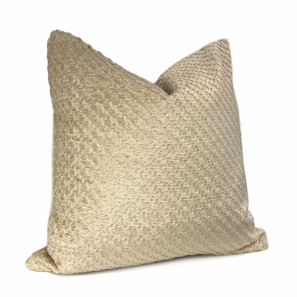 (CLEARANCE) Bismarck Wheat Beige Soft Textured Chenille Pillow Cover