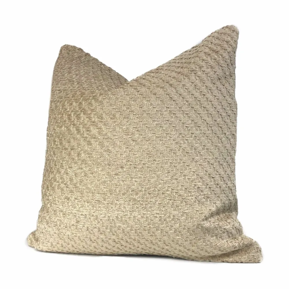 (CLEARANCE) Bismarck Wheat Beige Soft Textured Chenille Pillow Cover