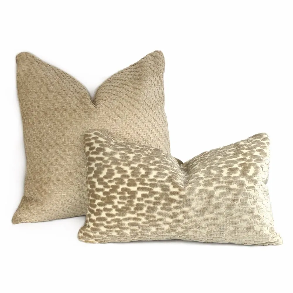 (CLEARANCE) Bismarck Wheat Beige Soft Textured Chenille Pillow Cover