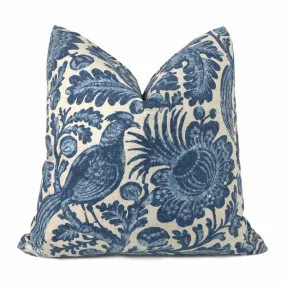 (CLEARANCE) Colonial Williamsburg Tucker Resist Batik Floral Bird Print Pillow Cover