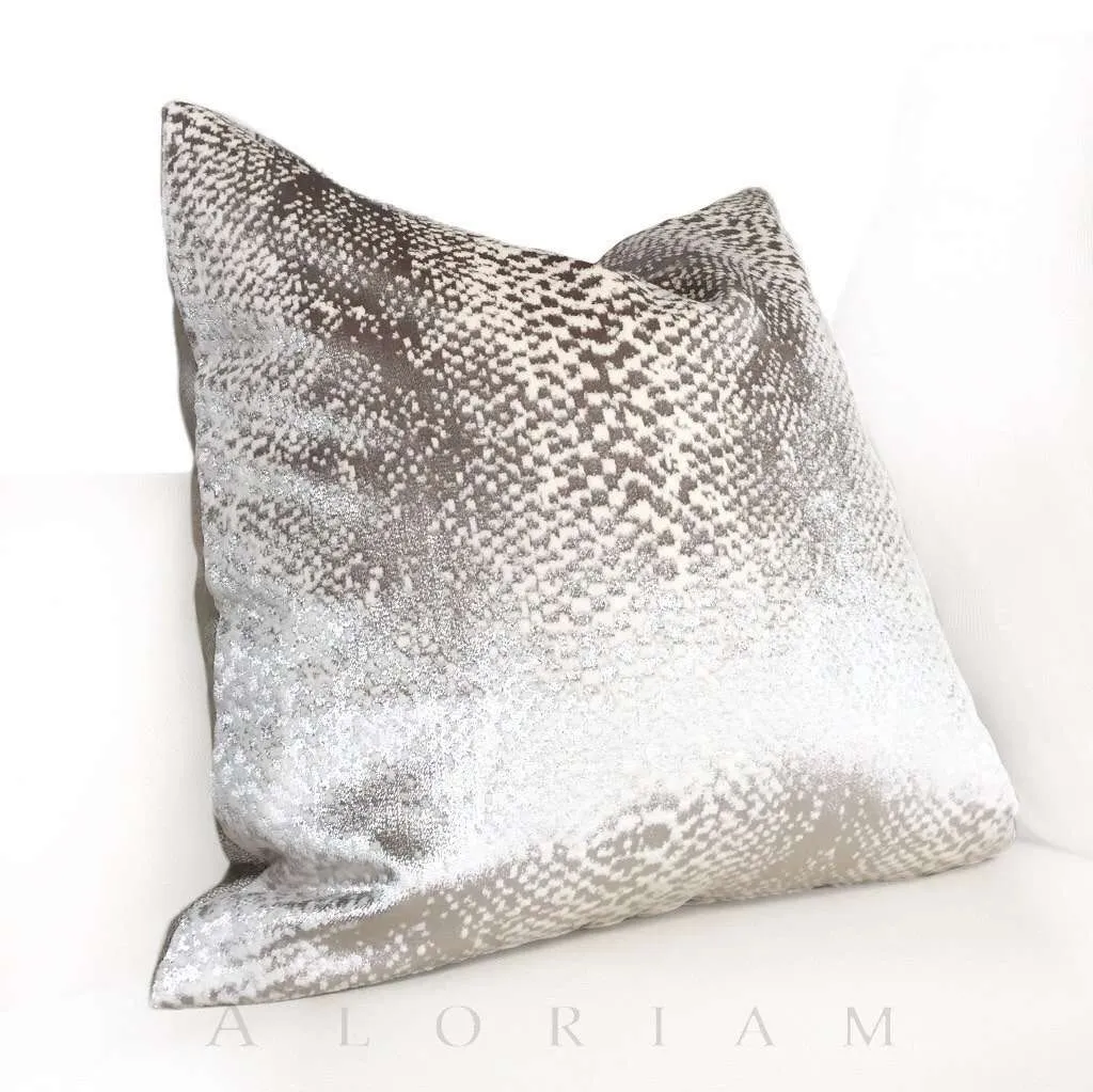 (CLEARANCE) Robert Allen Hidden World Zinc Silver Gray Velvet Pillow Cover