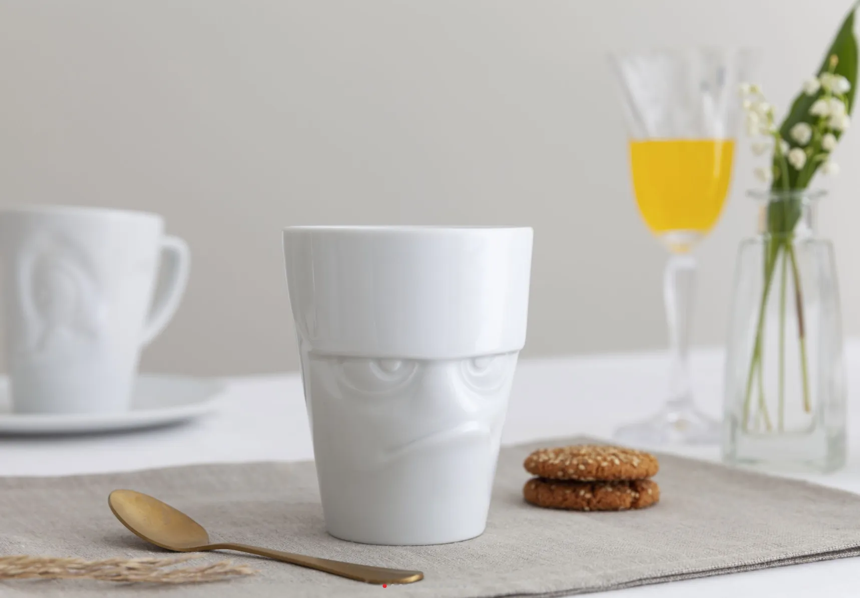 Coffee Mug with Handle, Grumpy Face