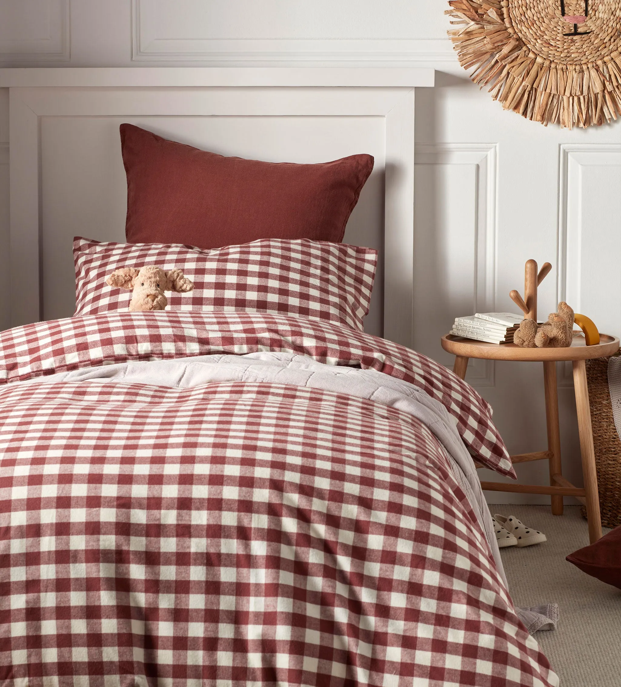 Conker Gilbert Gingham Brushed 100% Organic Single Bed Set